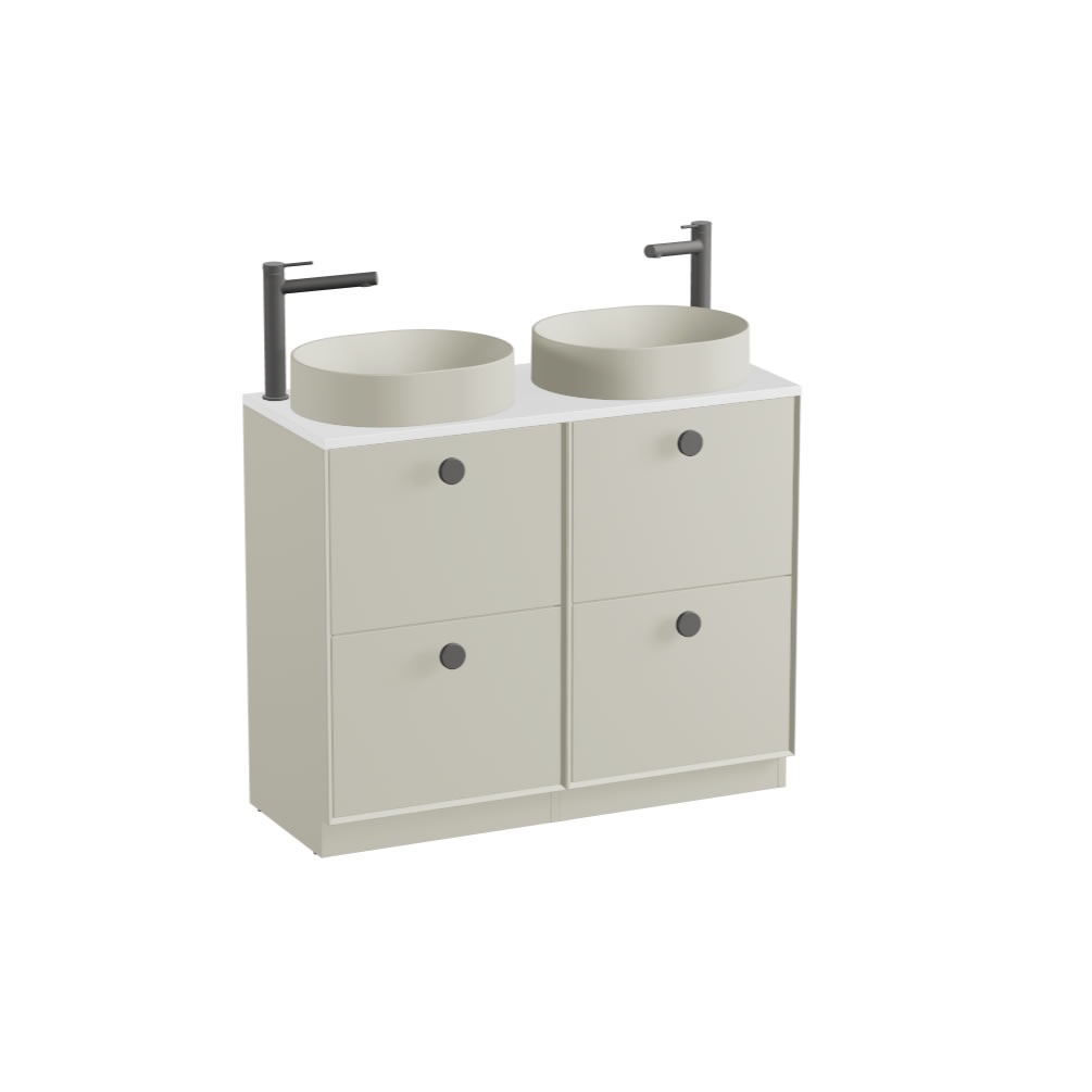 Vado Safari Smooth 1000mm Cashmere Floorstanding Vanity Unit & Gloss White Worktop